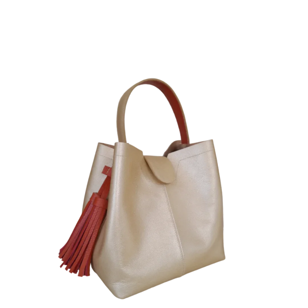 Lucia gold small leather bag for women