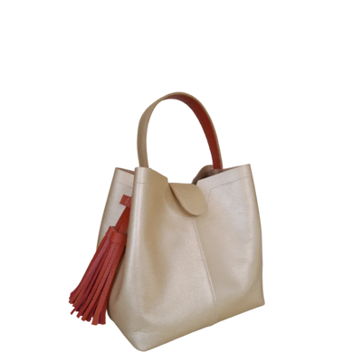 Lucia gold small leather bag for women