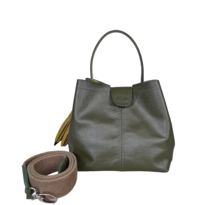 Lucia small leather bag for women in olive green