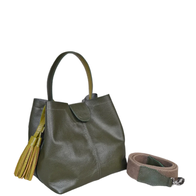 Lucia small leather bag for women in olive green