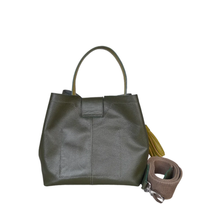 Lucia small leather bag for women in olive green