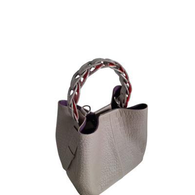 Small leather bag for women Simona reptile taupe