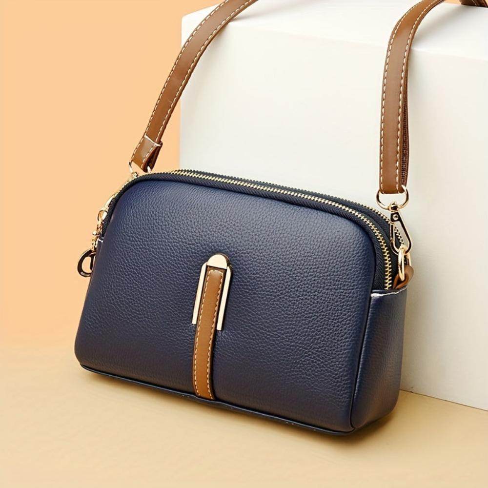 Mila Litchi Crossbody Bag with Embossed Print