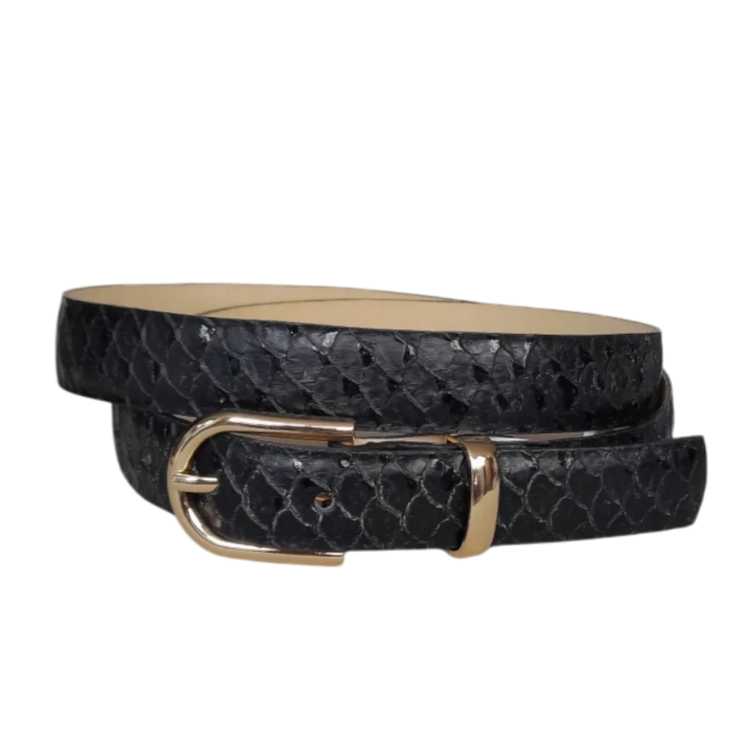 Women's leather belt in black koi color
