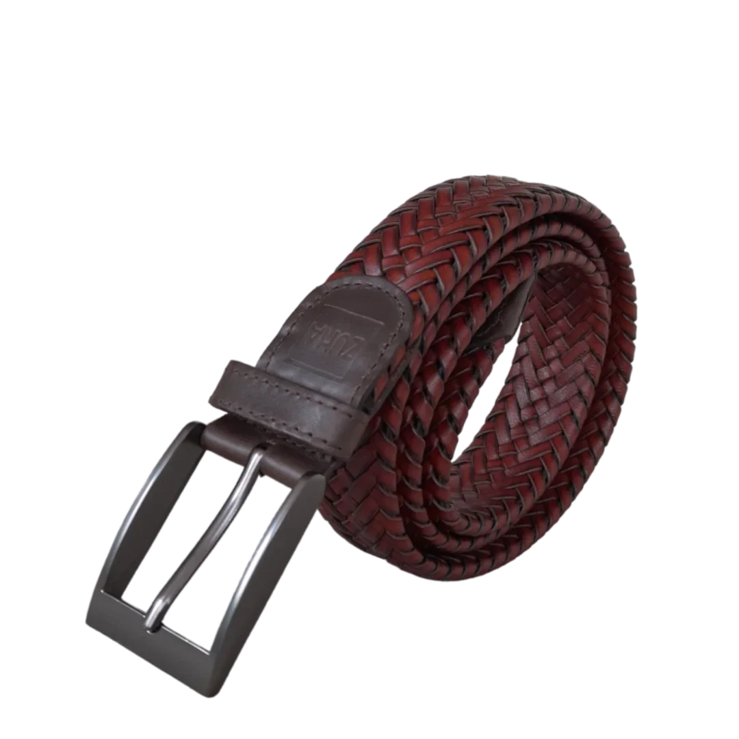 ZUHA brand braided leather belt for men