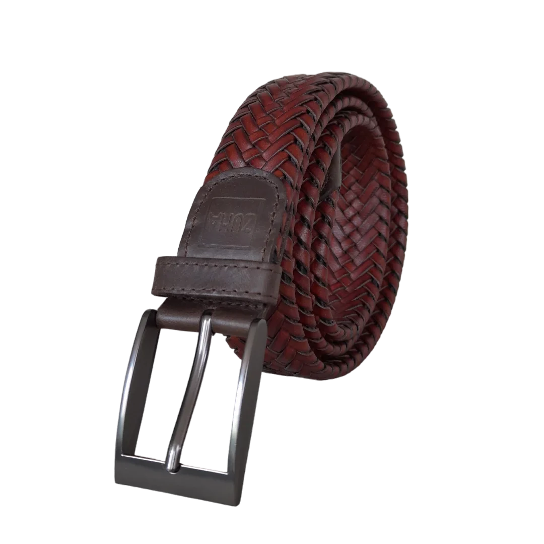 ZUHA brand braided leather belt for men