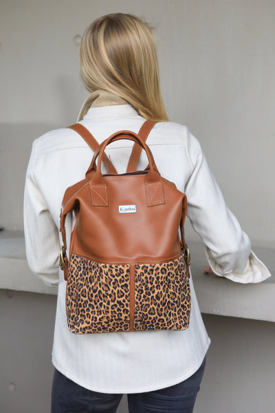 Julieta Brown Backpack with Animal Print
