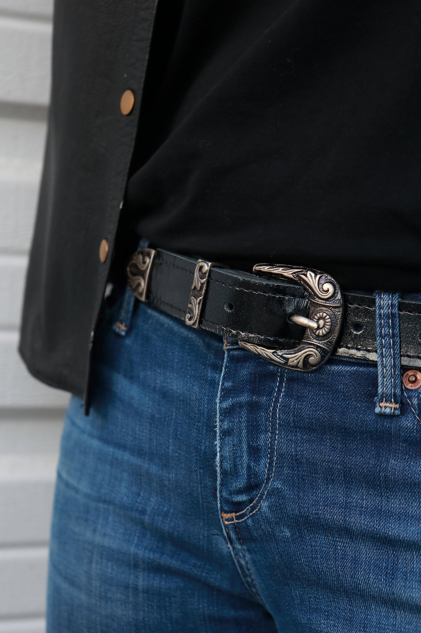 Shiny Black Patent Leather Belt
