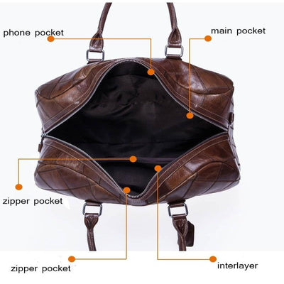 Unisex Genuine  Soft Leather Travel Bag