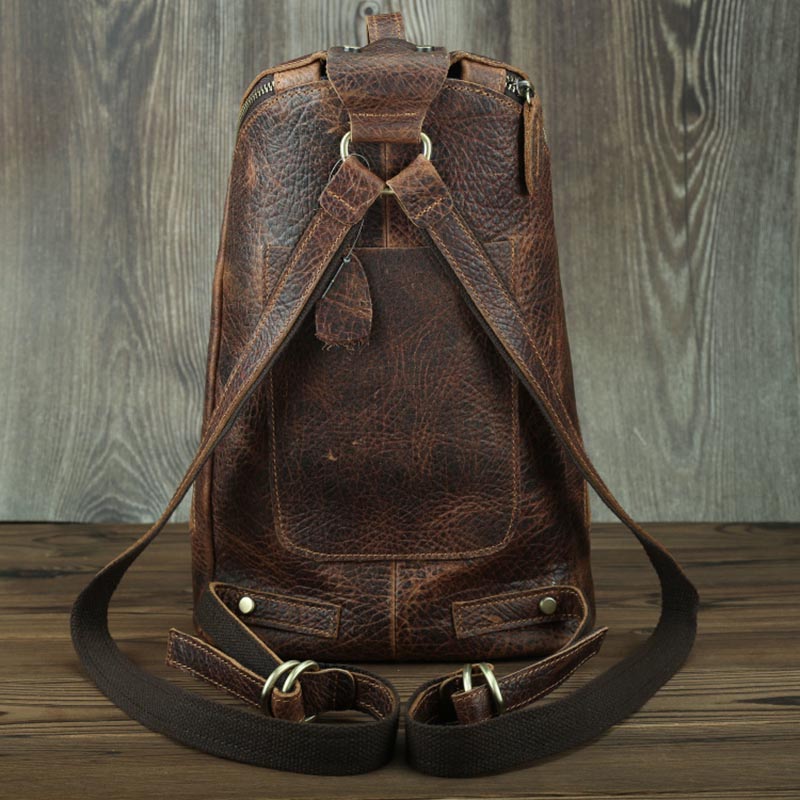 Vintage Leather Backpack Bag College
