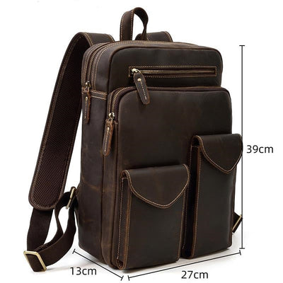 Vintage Leather Backpack Men Large
