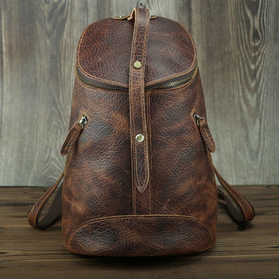 Vintage Leather Backpack Bag College