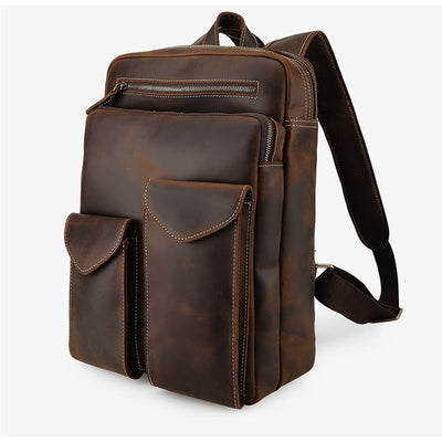 Vintage Leather Backpack Men Large