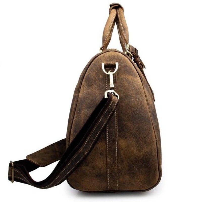 Men's Vintage Crazy Horse Leather Travel Bag