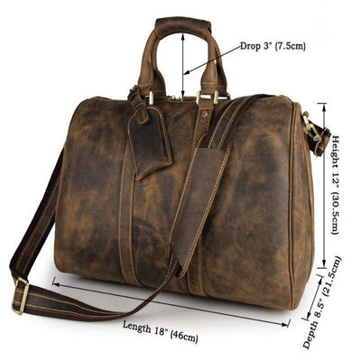 Men's Vintage Crazy Horse Leather Travel Bag
