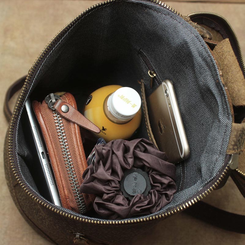 Vintage Leather Backpack Bag College