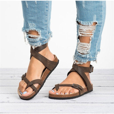 Karen® | Dark Brown Leather Strappy Sandals For Effortless Style