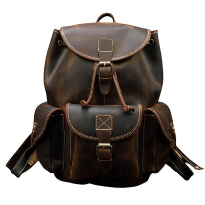 Unisex Crazy Horse Leather Backpack
