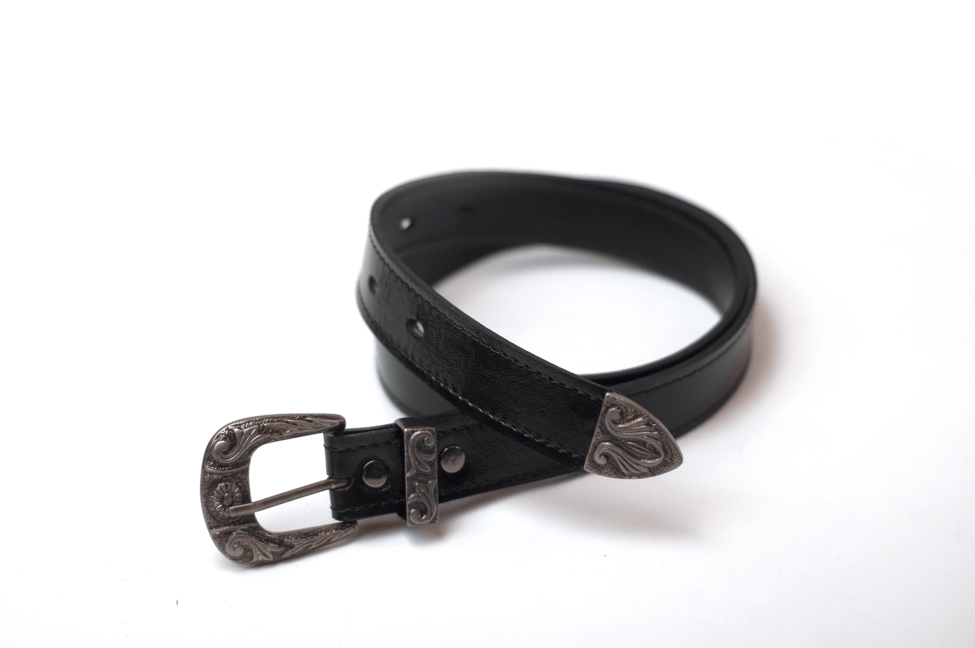 Shiny Black Patent Leather Belt